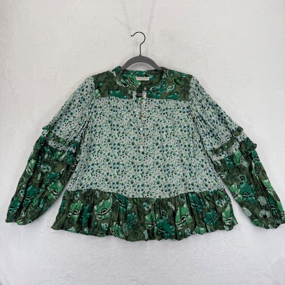 Spell and‎ the Gypsy Collective Winona Ivy Green Floral Print Top Boho Blouse S